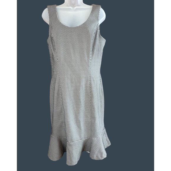 WHBM Dress Womens 12 Polka Dot Sleeveless‎ Flounce Ruffle Hem Sophisticated Work - Picture 2 of 13